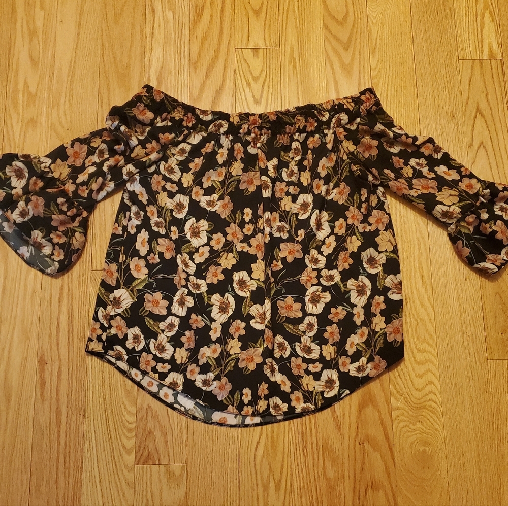 Topshop off shoulder floral blouse